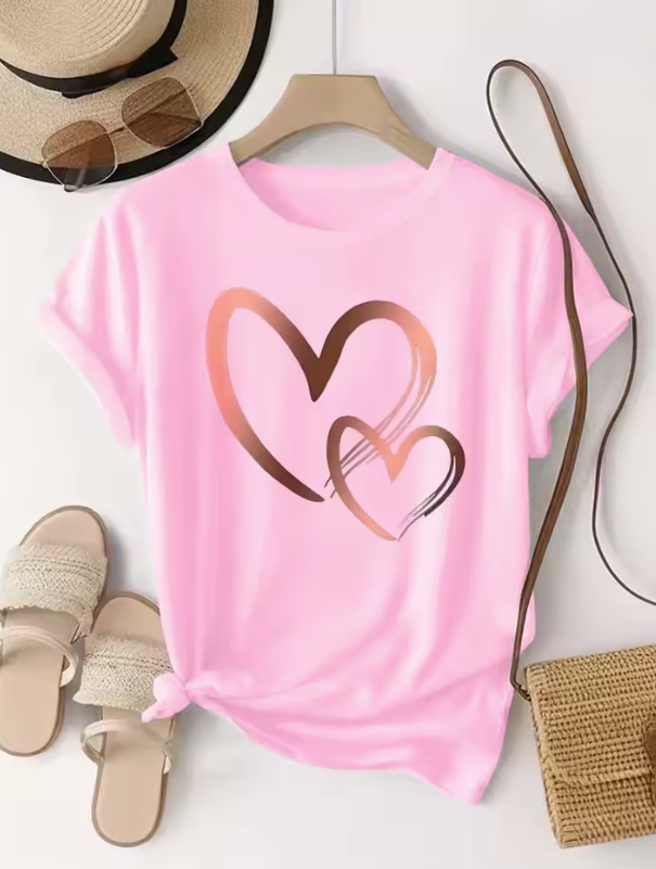 T-Shirt Women's Heart Printed