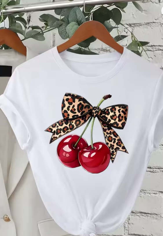Cherry Print Women T-Shirt