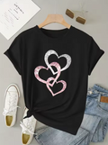 T-Shirt Heart Print Patterns Spring